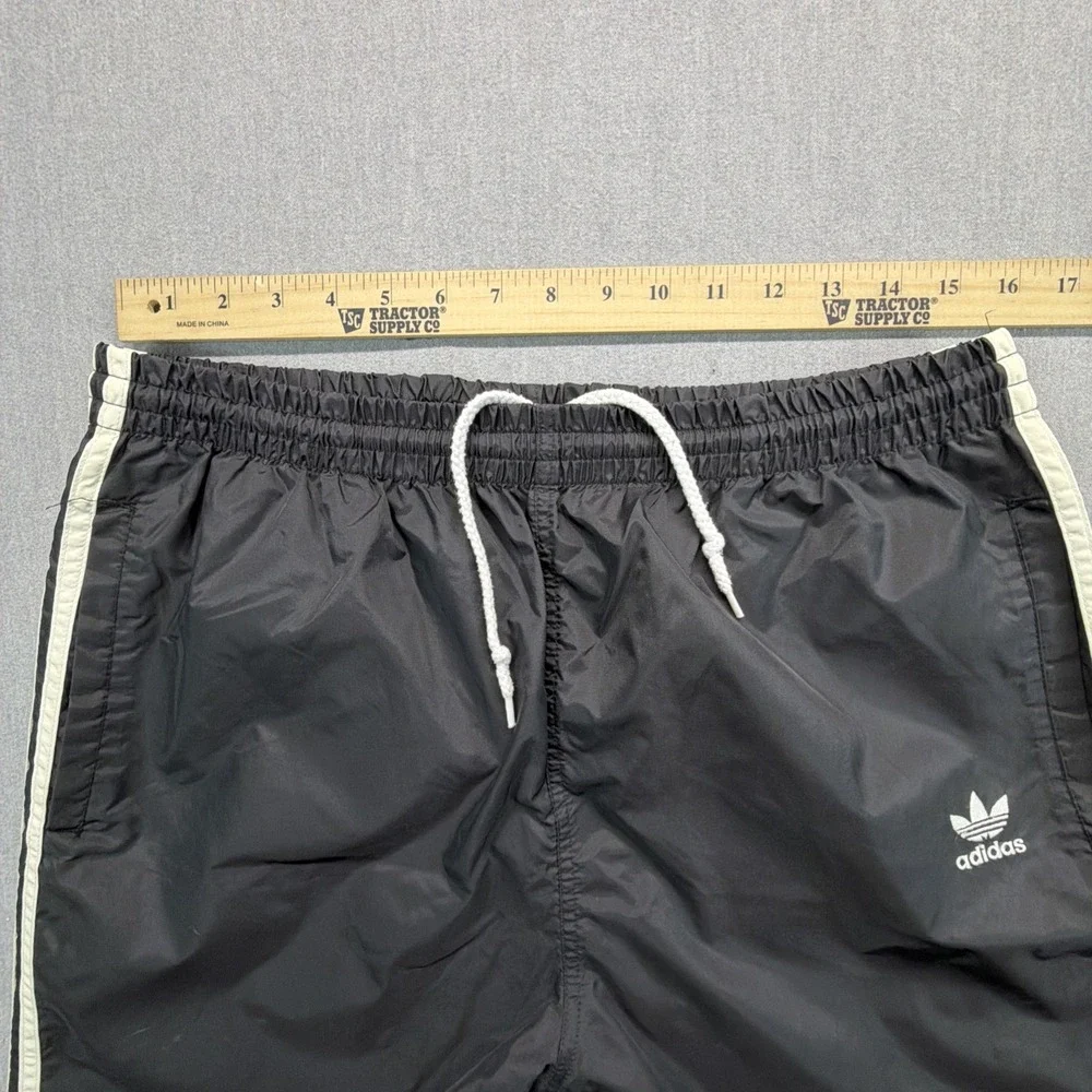 VTG Adidas Pants‎ Mens M Black White 3 Stripe Windbreaker Ankle Zip Baggy